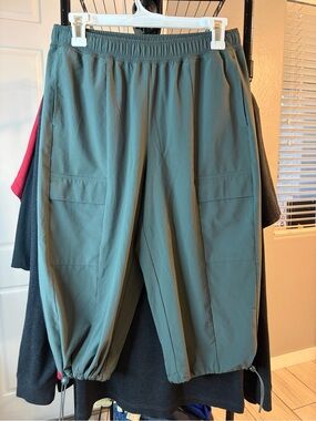 Zella Olive Green Elastic-Waist Cargo Pants